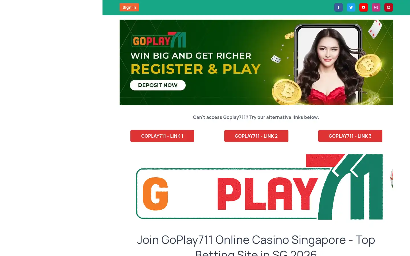 Screenshot of goplay711-sg.com