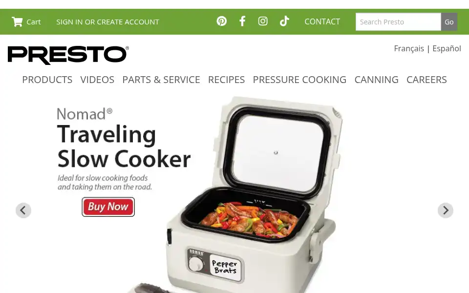 Screenshot of gopresto.com