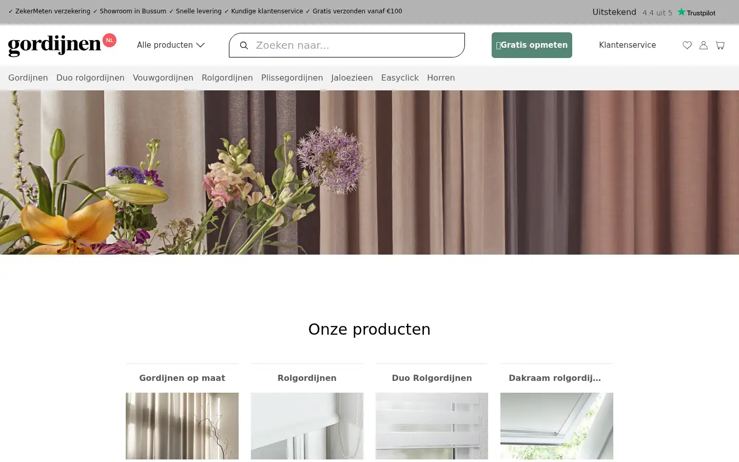 Screenshot of gordijnen.nl