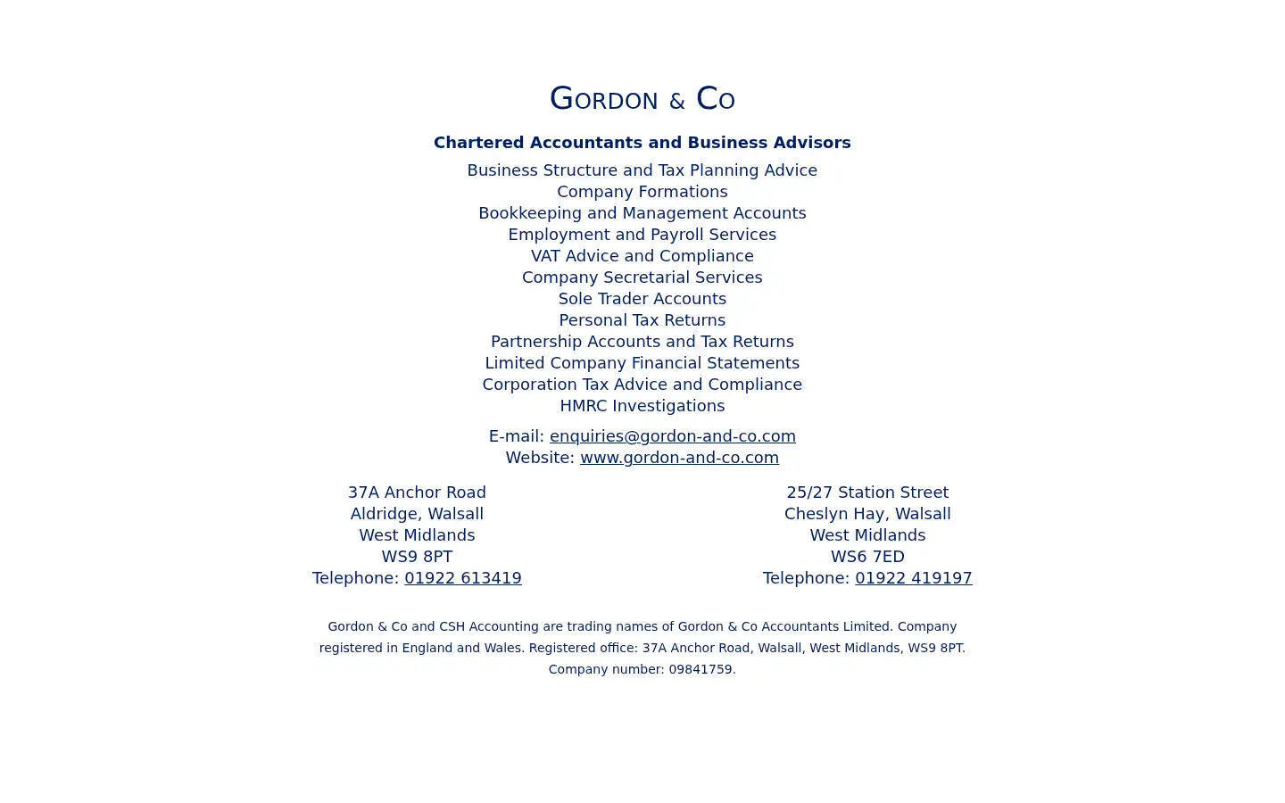 Screenshot of gordon-and-co.com