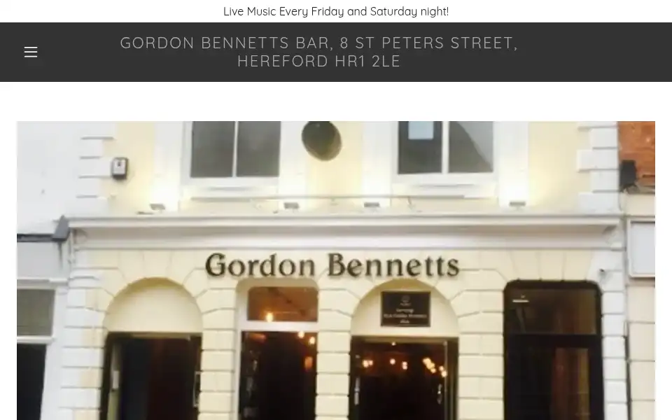 Screenshot of gordonbennettsbar.co.uk