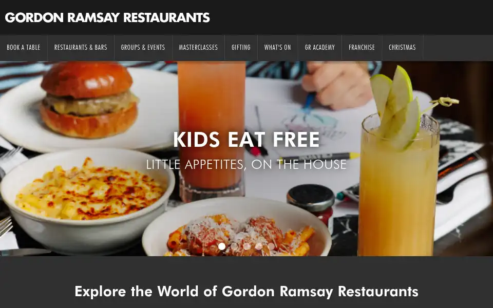 Screenshot of gordonramsayrestaurants.com