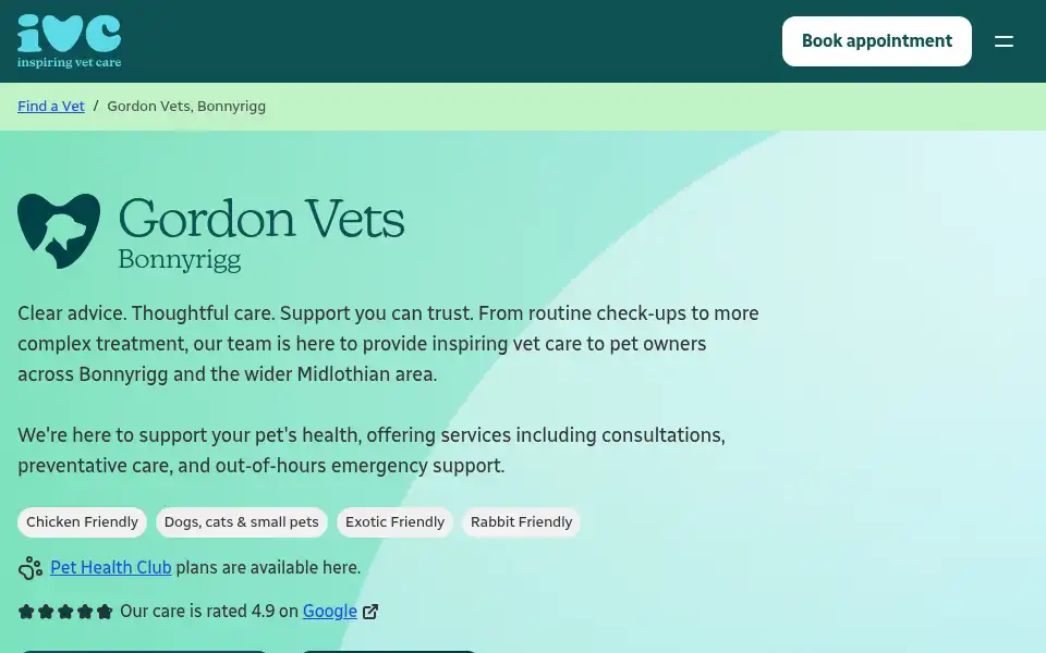 Screenshot of gordonvets.co.uk
