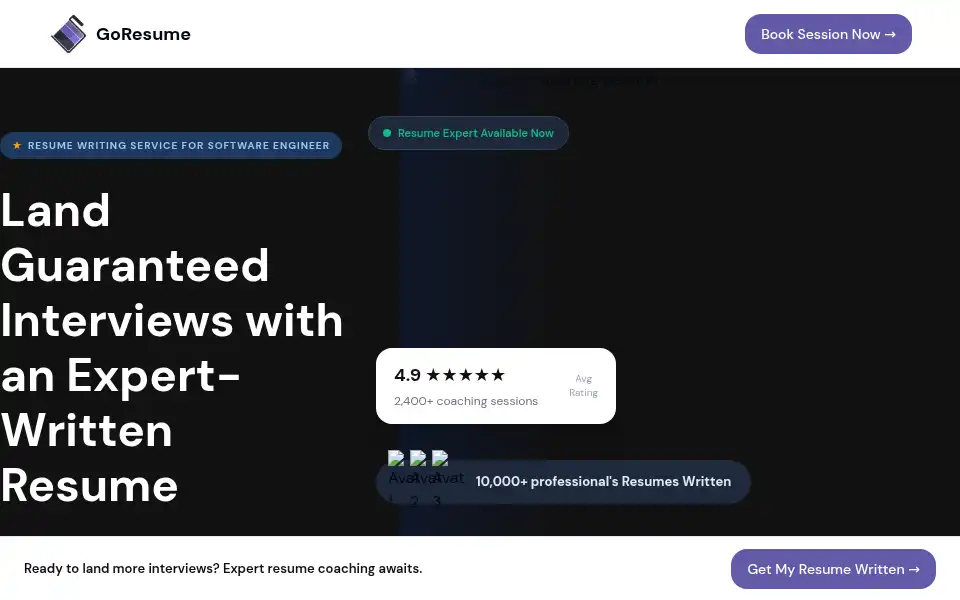 Screenshot of goresume.io