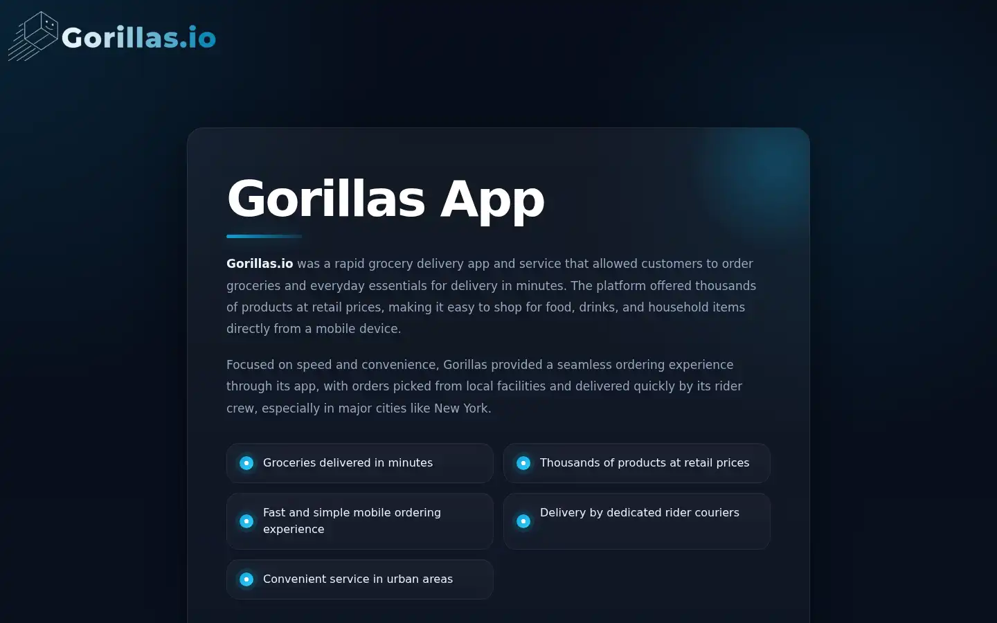 Screenshot of gorillas.io