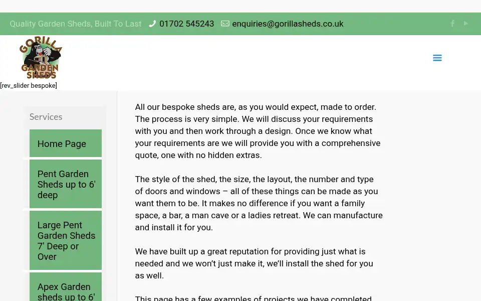 Screenshot of gorillasheds.co.uk