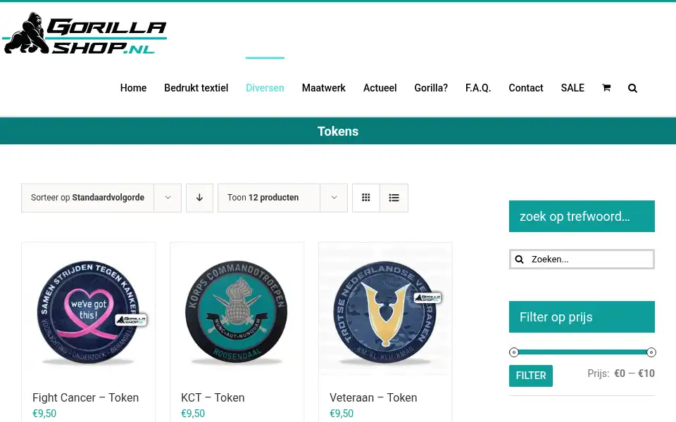 Screenshot of gorillashop.nl