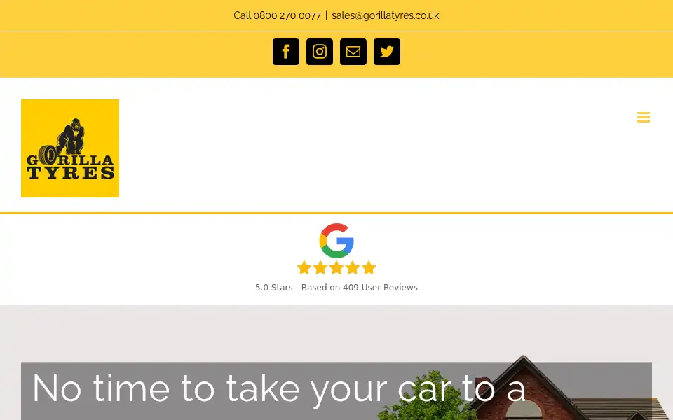 Screenshot of gorillatyres.co.uk