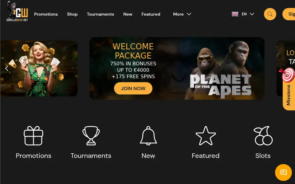 Screenshot of gorillawins2.net