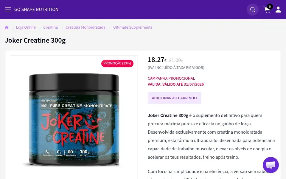 Screenshot of goshapenutrition.pt