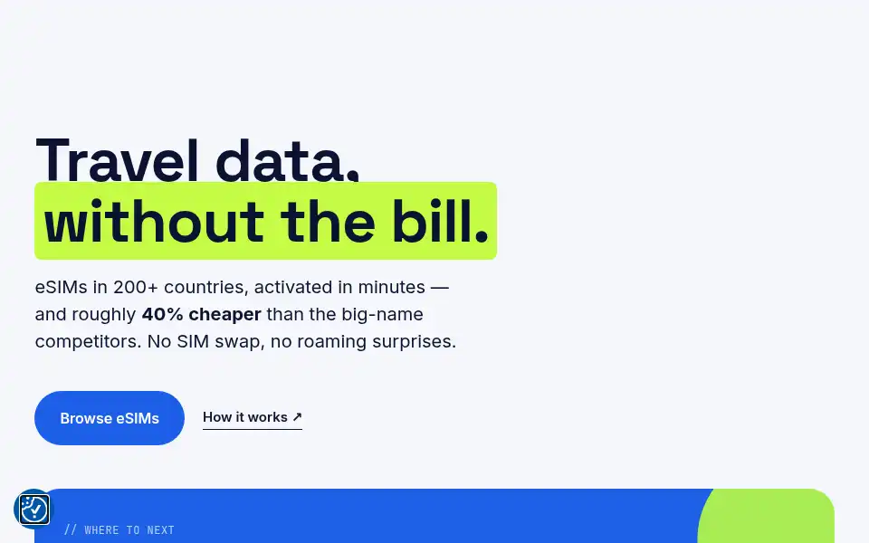 Screenshot of gosimless.app