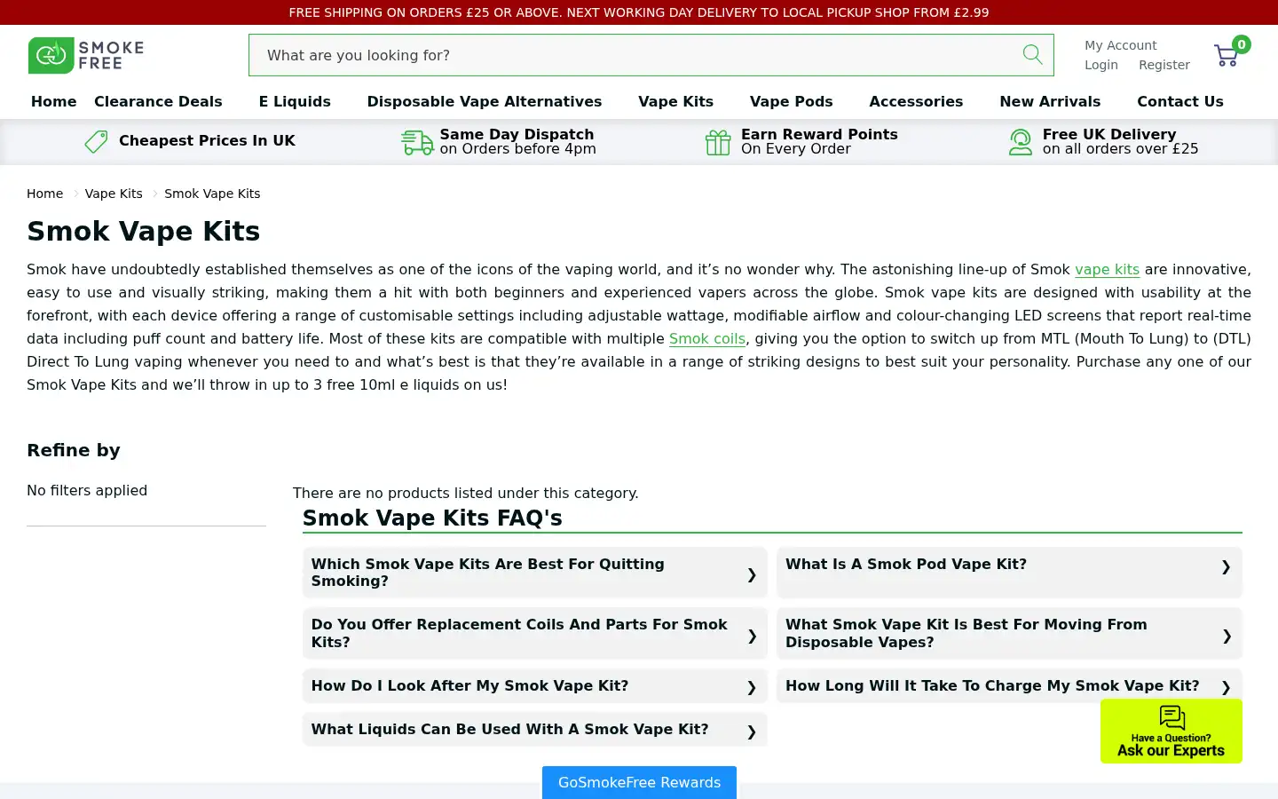 Screenshot of gosmokefree.co.uk