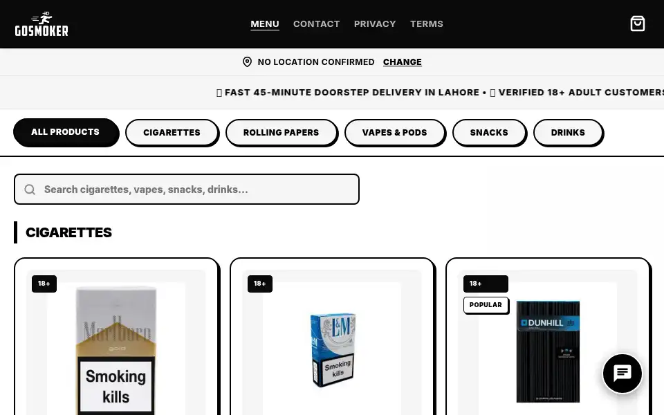 Screenshot of gosmoker.com.pk