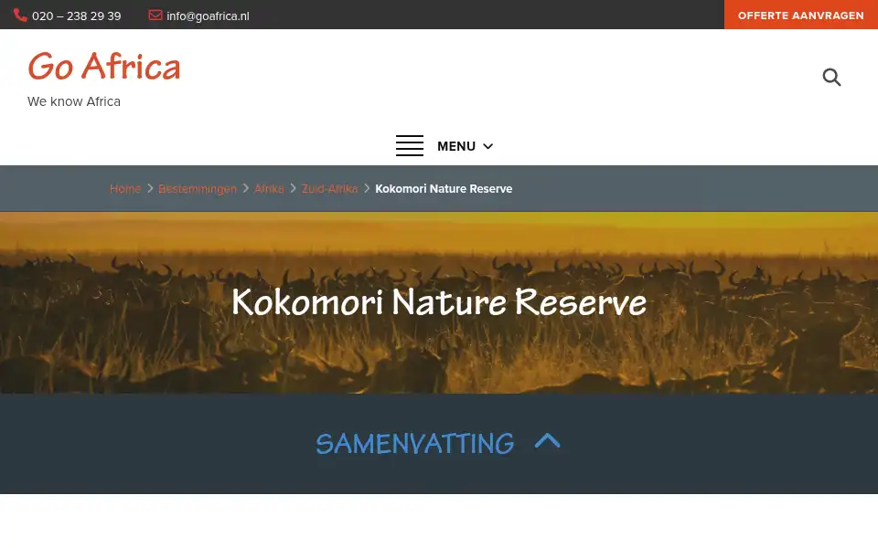 Screenshot of gosouthafrica.nl