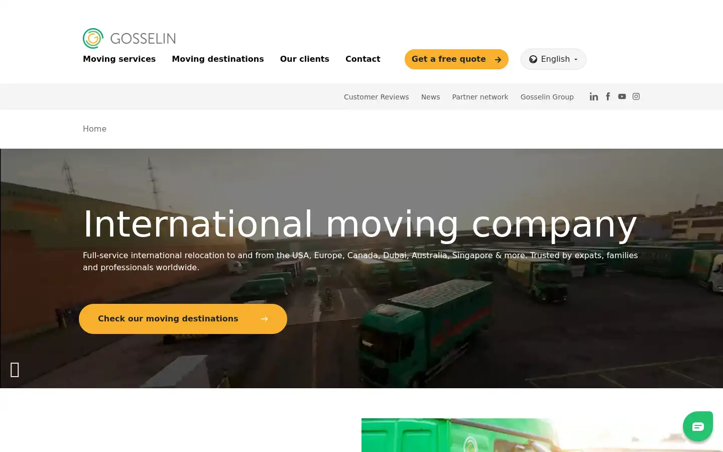 Screenshot of gosselin-moving.com
