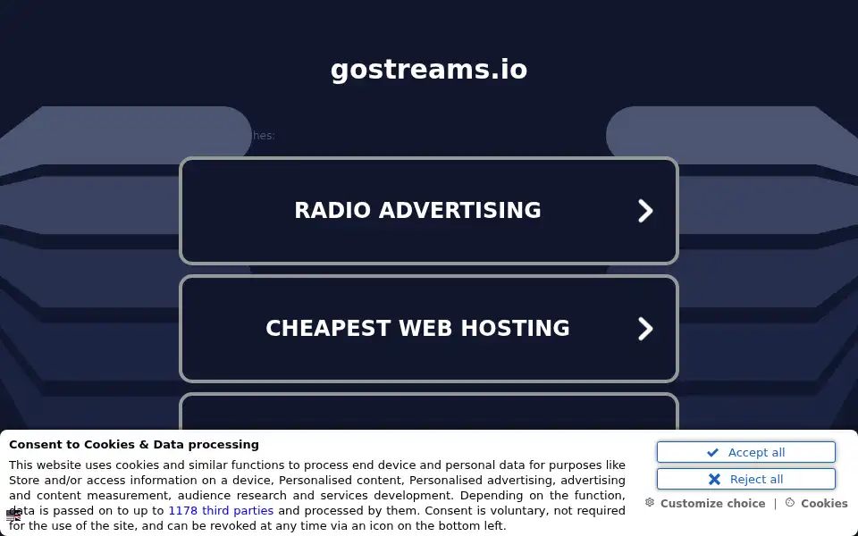 Screenshot of gostreams.io