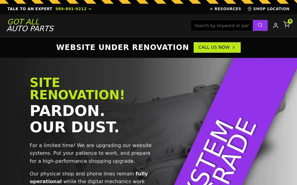 Screenshot of gotallautoparts.com