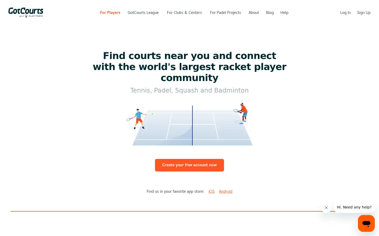 Screenshot of gotcourts.com