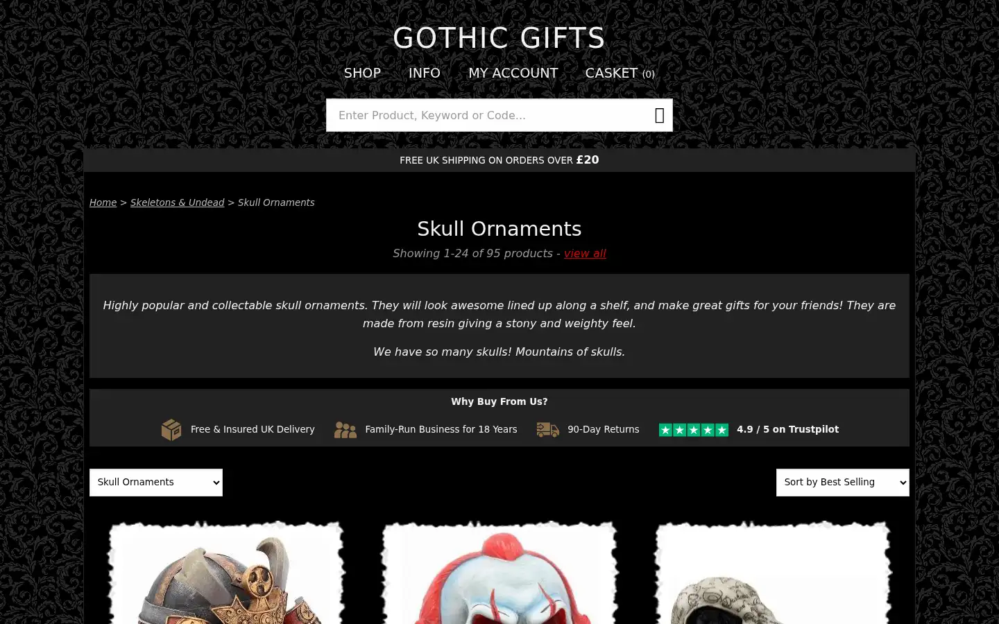 Screenshot of gothic-gifts.com