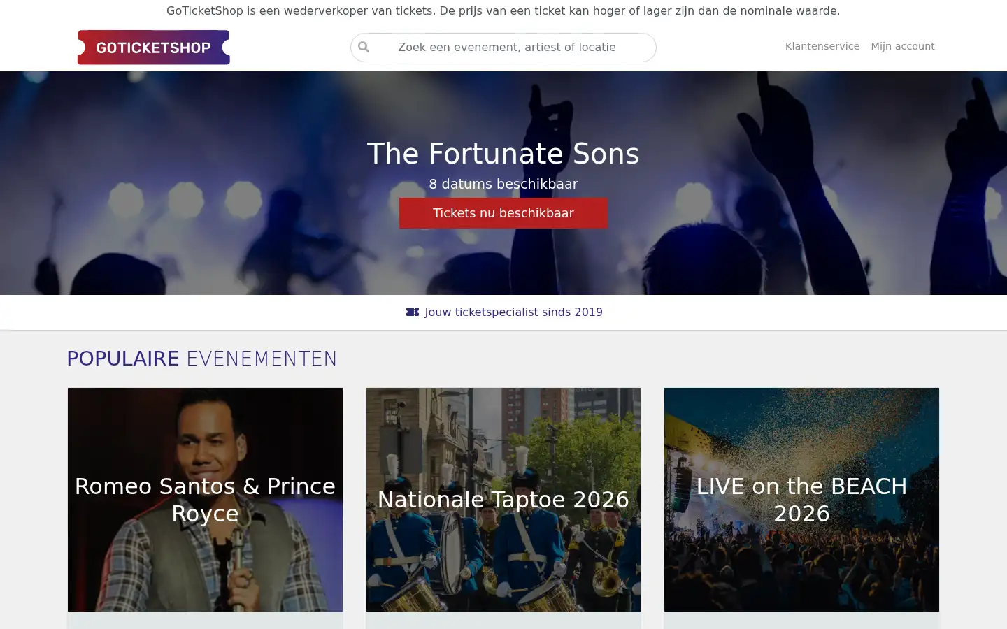 Screenshot of goticketshop.nl