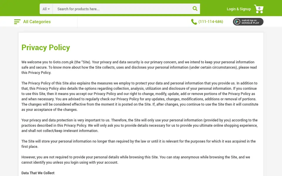 Screenshot of goto.com.pk