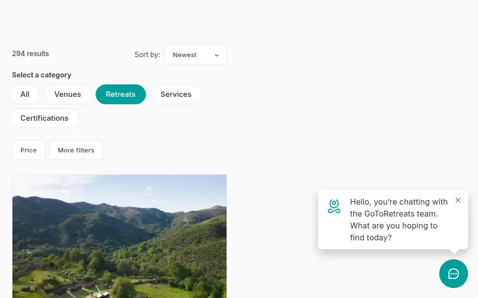 Screenshot of gotoretreats.com