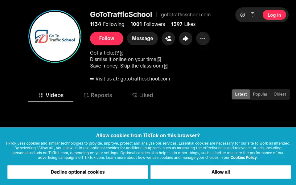 Screenshot of gototrafficschool.com