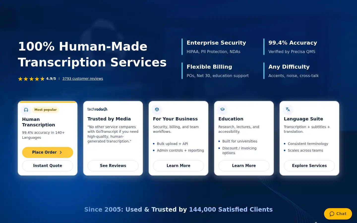 Screenshot of gotranscript.com
