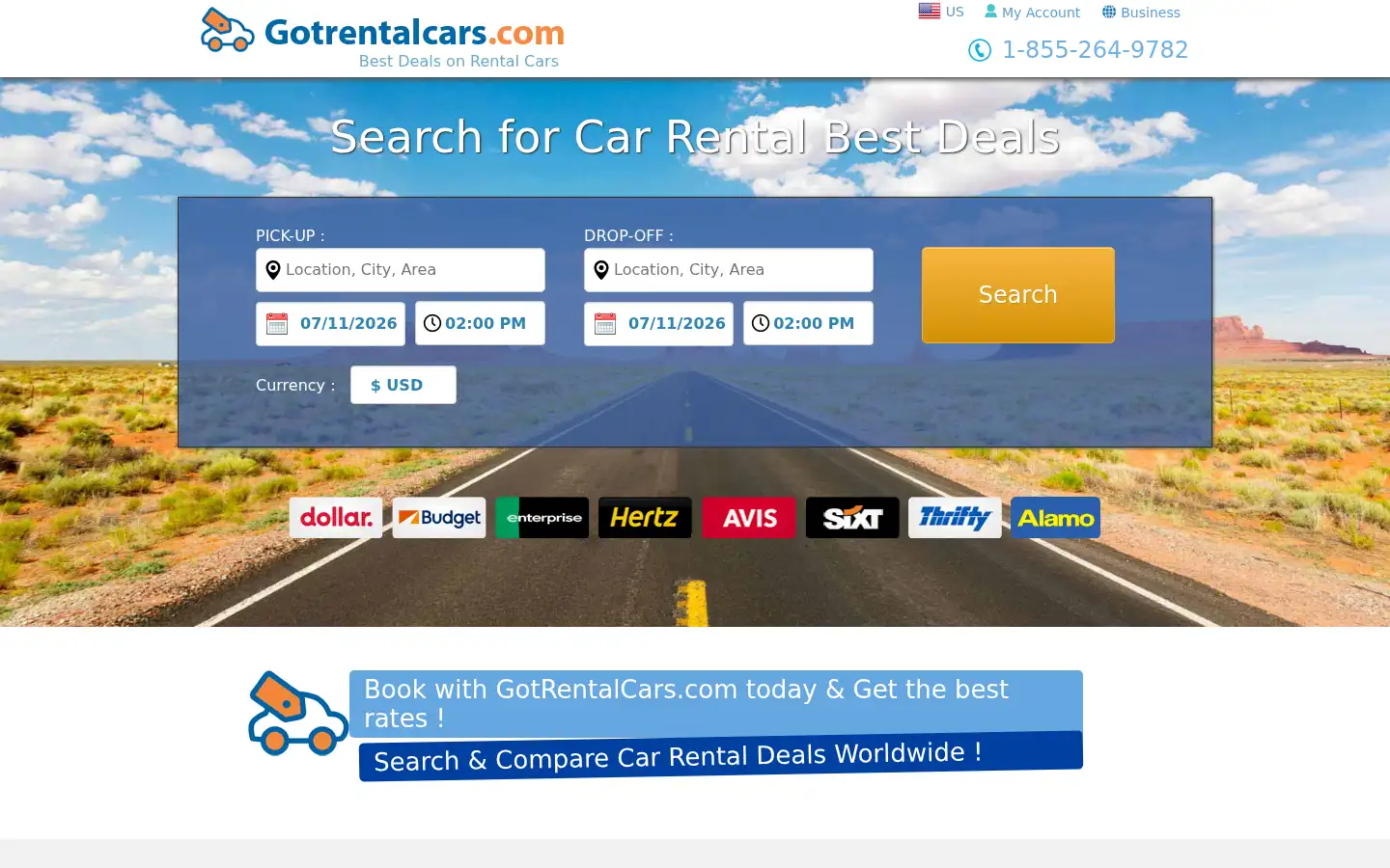 Screenshot of gotrentalcars.com