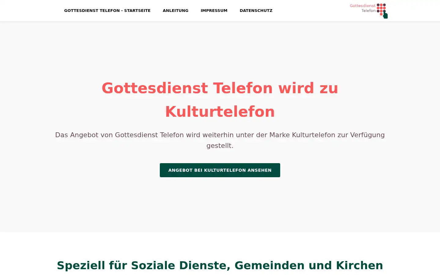 Screenshot of gottesdienst-telefon.de