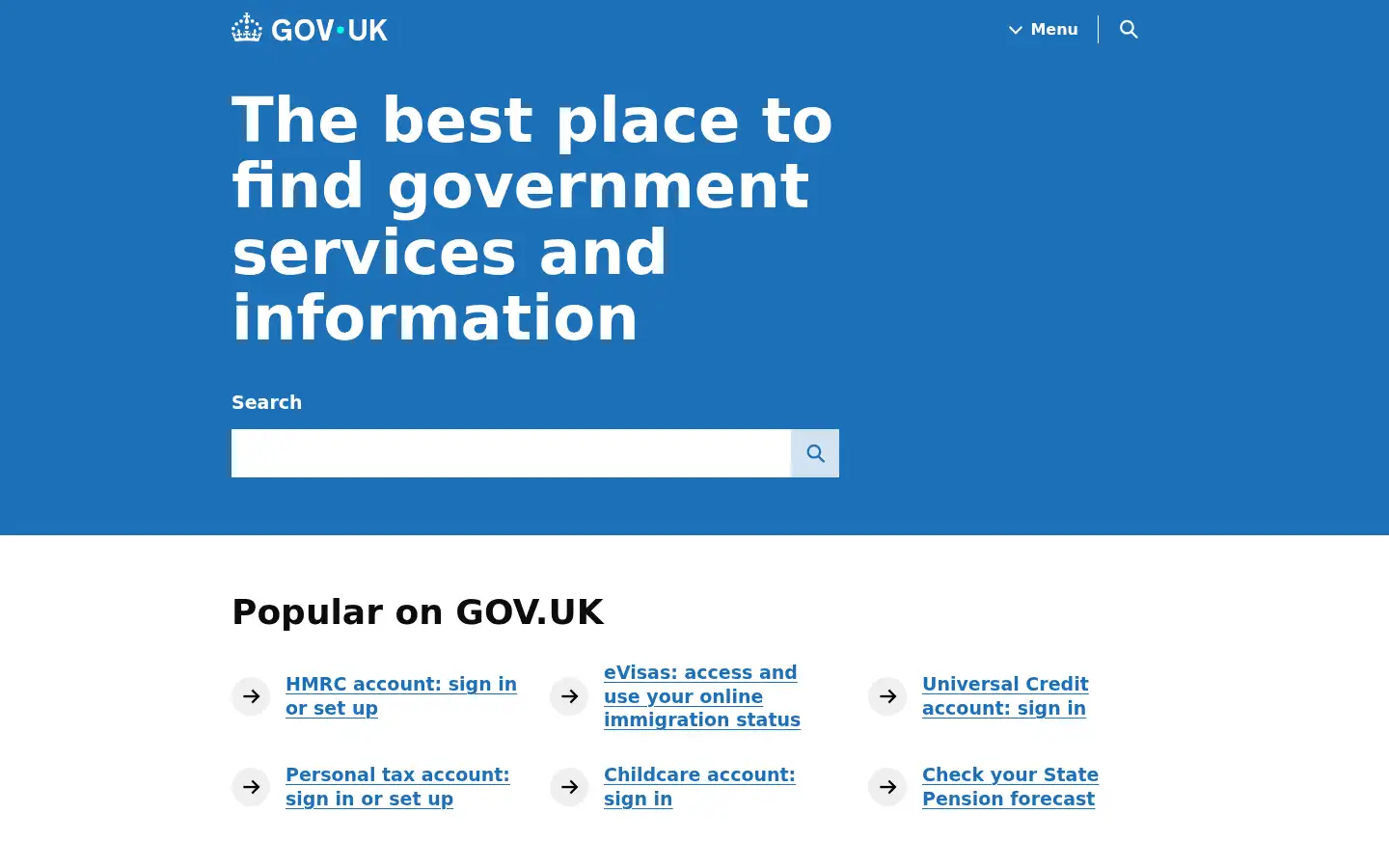 Screenshot of gov.uk