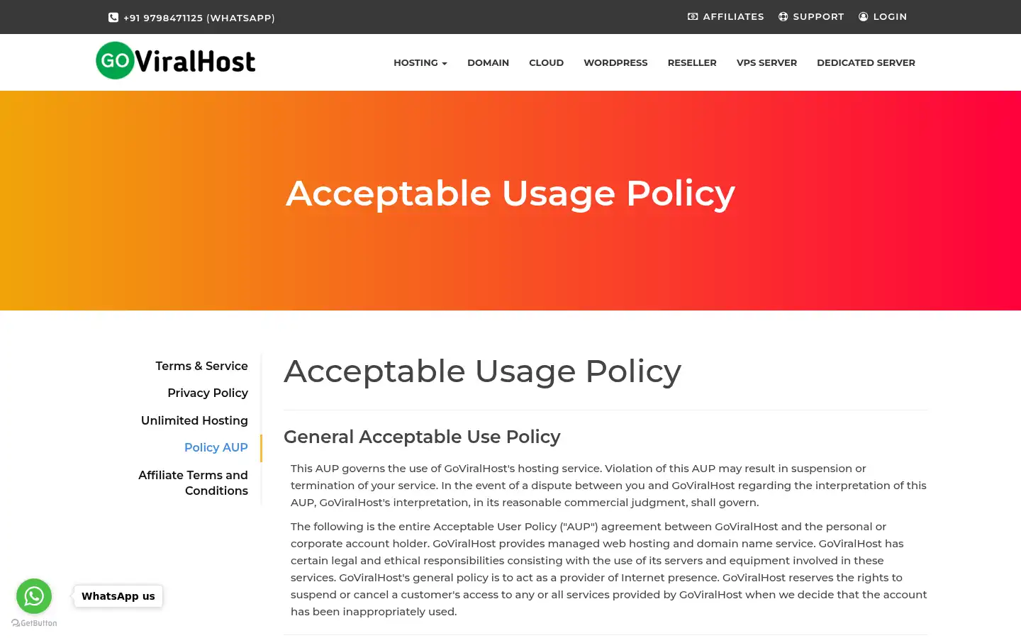 Screenshot of goviralhost.com