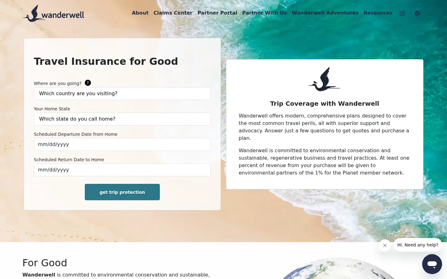 Screenshot of gowanderwell.com