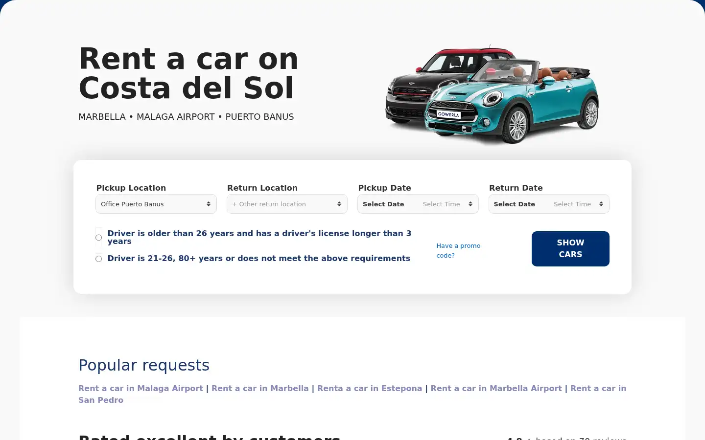 Screenshot of gowerla-rentacar.com