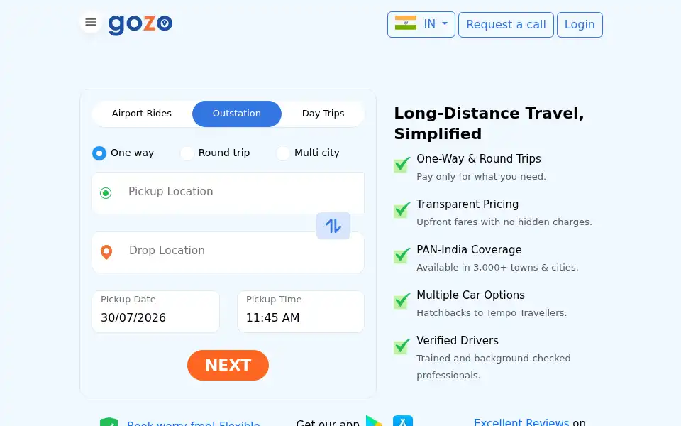 Screenshot of gozocabs.com