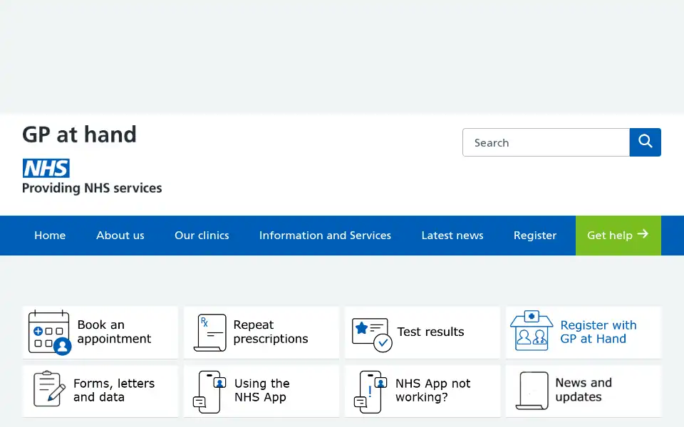 Screenshot of gpathand.nhs.uk