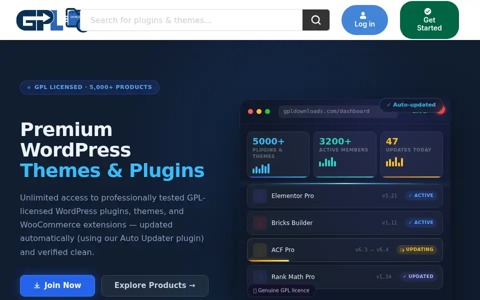 Screenshot of gpldownloads.com