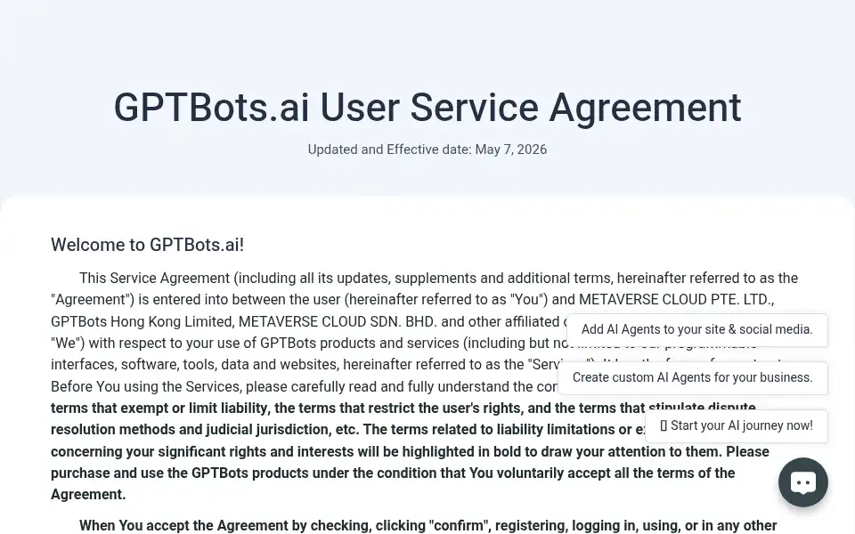 Screenshot of gptbots.ai