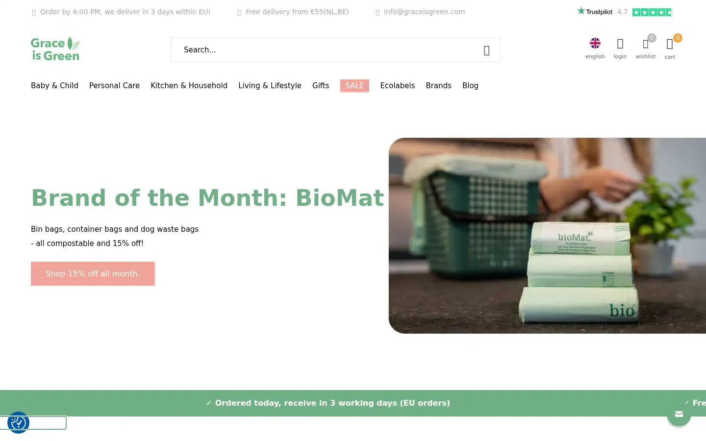 Screenshot of graceisgreen.com