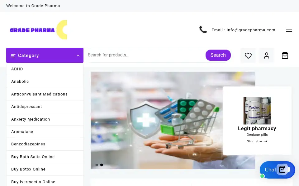 Screenshot of gradepharma.com