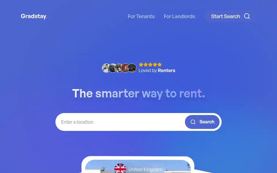 Screenshot of gradstay.com