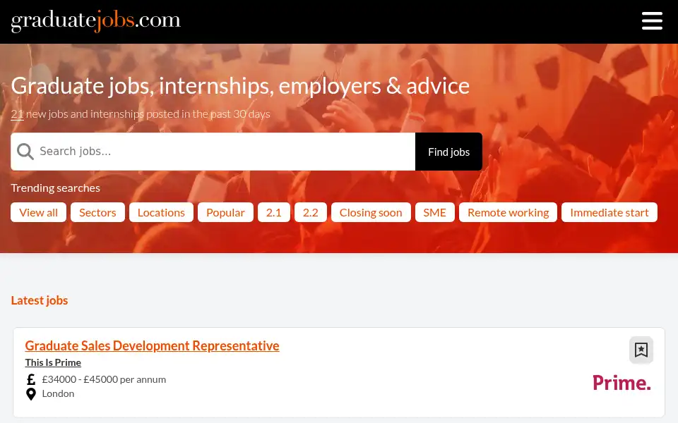 Screenshot of graduate-jobs.com