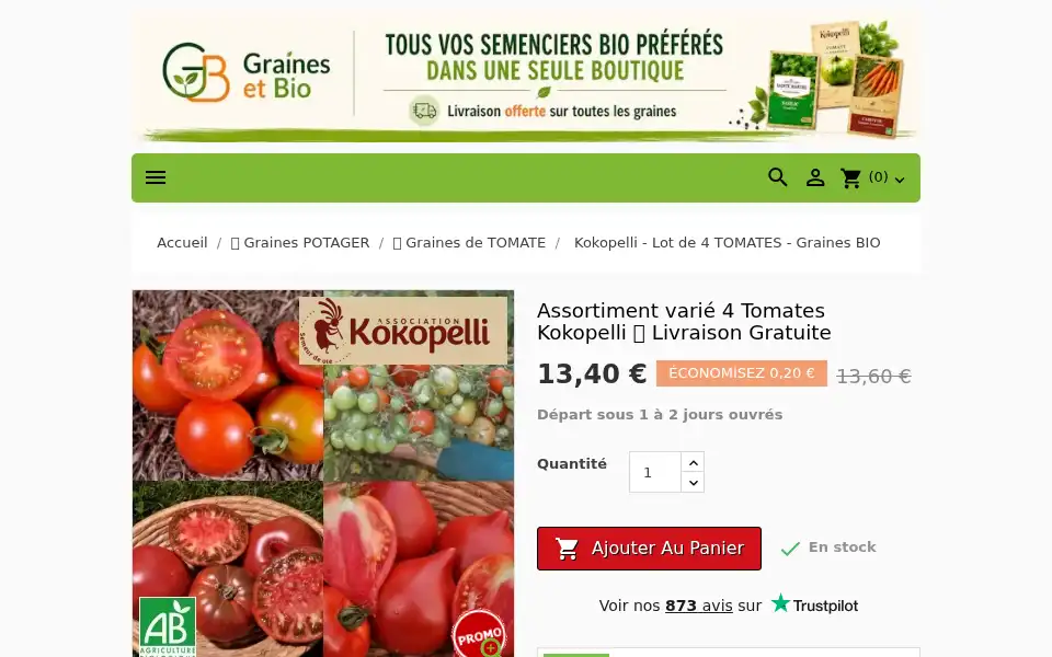 Screenshot of graines-et-bio.fr