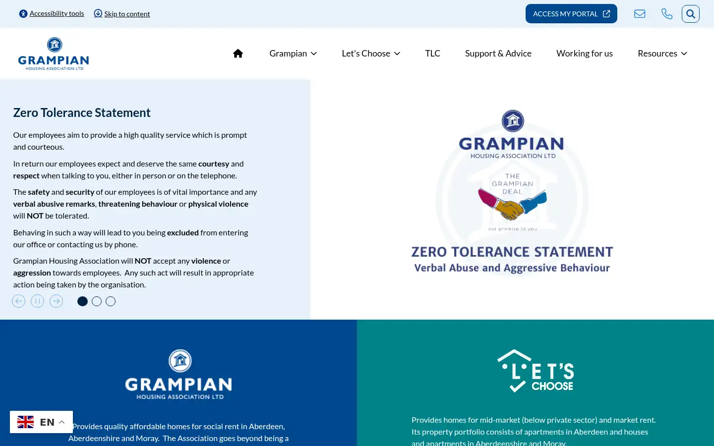 Screenshot of grampianhousing.co.uk