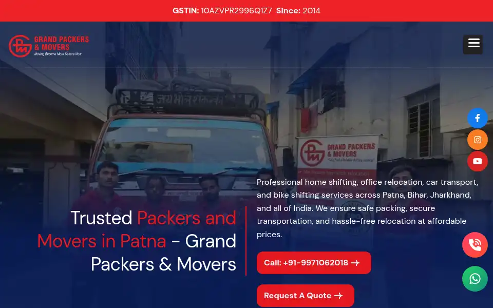Screenshot of grandpackersandmovers.com