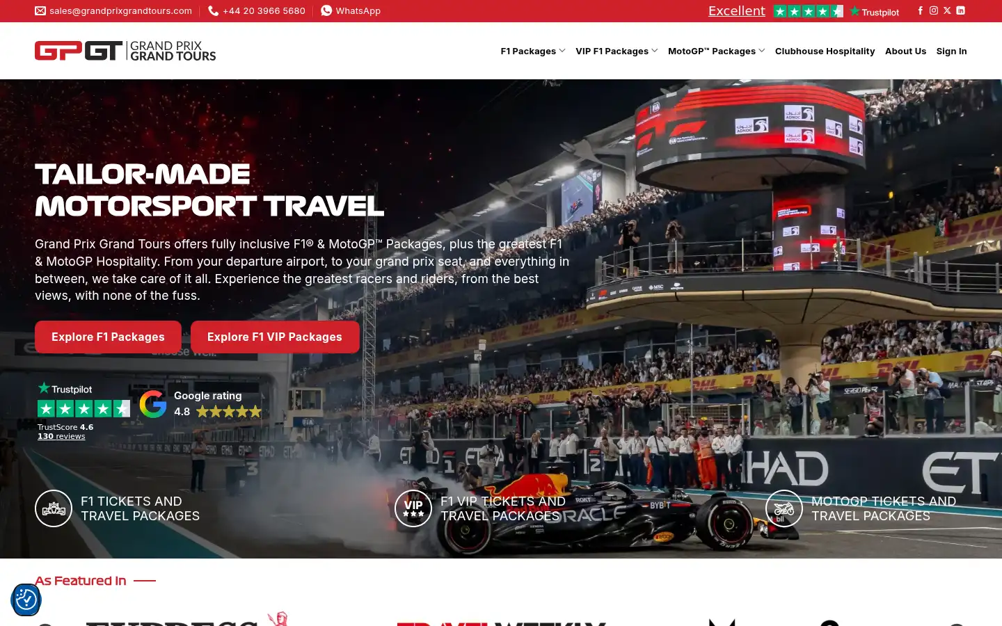 Screenshot of grandprixgrandtours.com