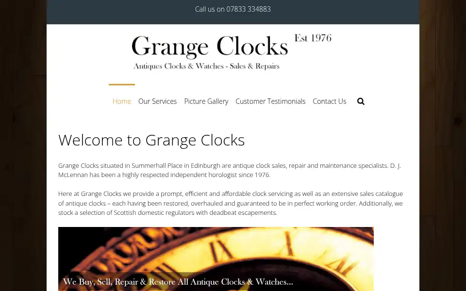 Screenshot of grangeclocks.com