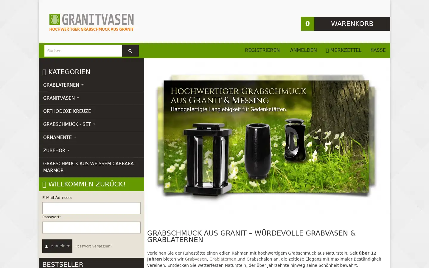 Screenshot of granitvasen.de