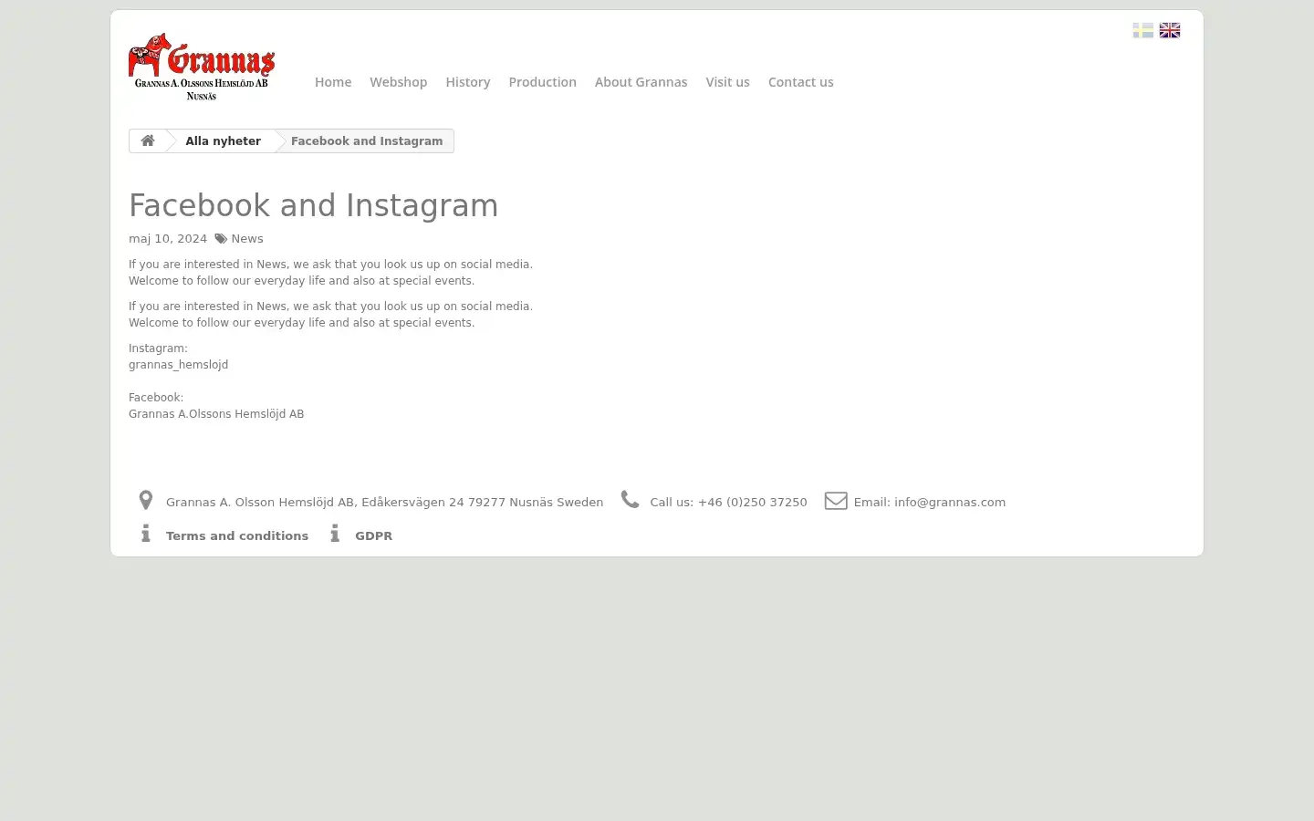Screenshot of grannas.com