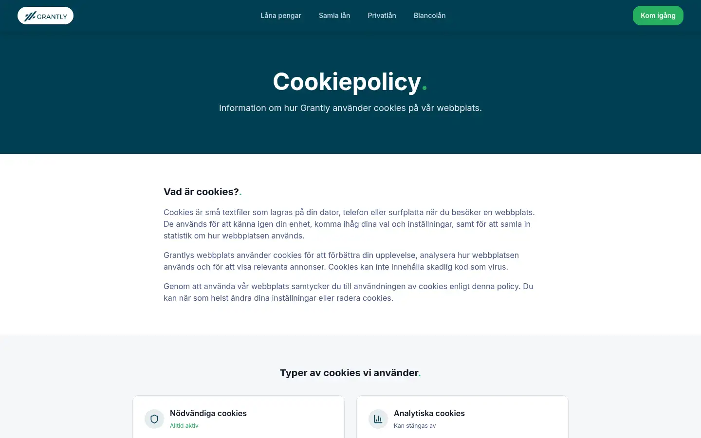 Screenshot of grantly.se